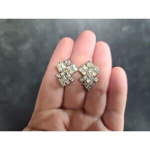Clear Rhinestone Screwback Earrings Vintage